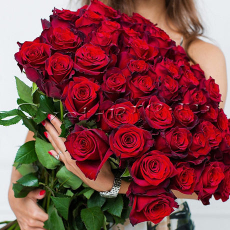 51 красная роза с лентой, купить цветы в Тольятти, доставка цветов в Тольятти, 51 красная красная роза, Cvet-pro