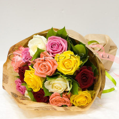15 роз микс, купить цветы Тольятти, доставка цветов в Тольятти, роза микс, Cvet-pro