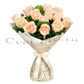 Букет Кремовый узор, купить цветы Тольятти, доставка цветов в Тольятти, кремовая роза, Cvet-pro