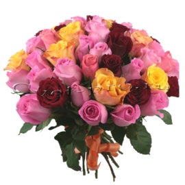Букет Розовый микс, купить цветы Тольятти, доставка цветов в Тольятти, разноцветная роза, Cvet-pro