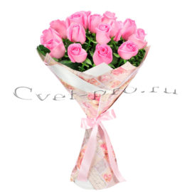 Букет Моя малышка, купить цветы Тольятти, доставка цветов в Тольятти, 15 розовых роз, Cvet-pro