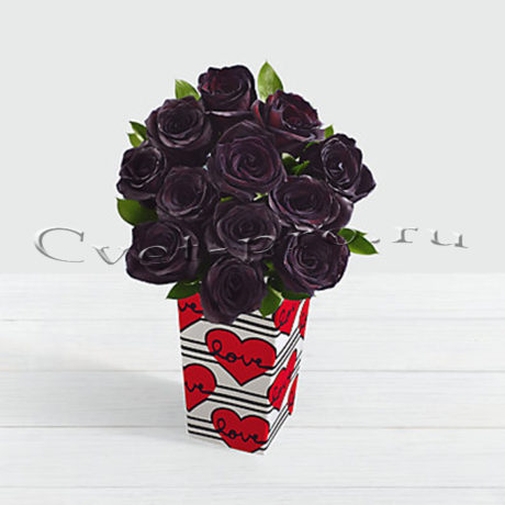 Букет 11 черных роз • Купить цветы Тольятти