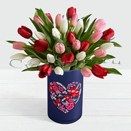 Букет 31 разноцветный тюльпан • Купить цветы Тольятти